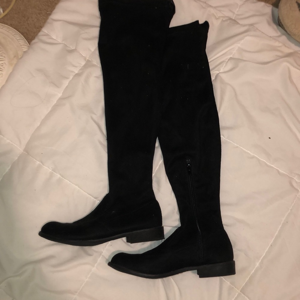 Black thigh high boots